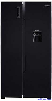 AMAZONBASICS 564 L FROST FREE SIDE-BY-SIDE REFERIGERATOR WITH WATER DISPENSER - BLACK GLASS DOOR