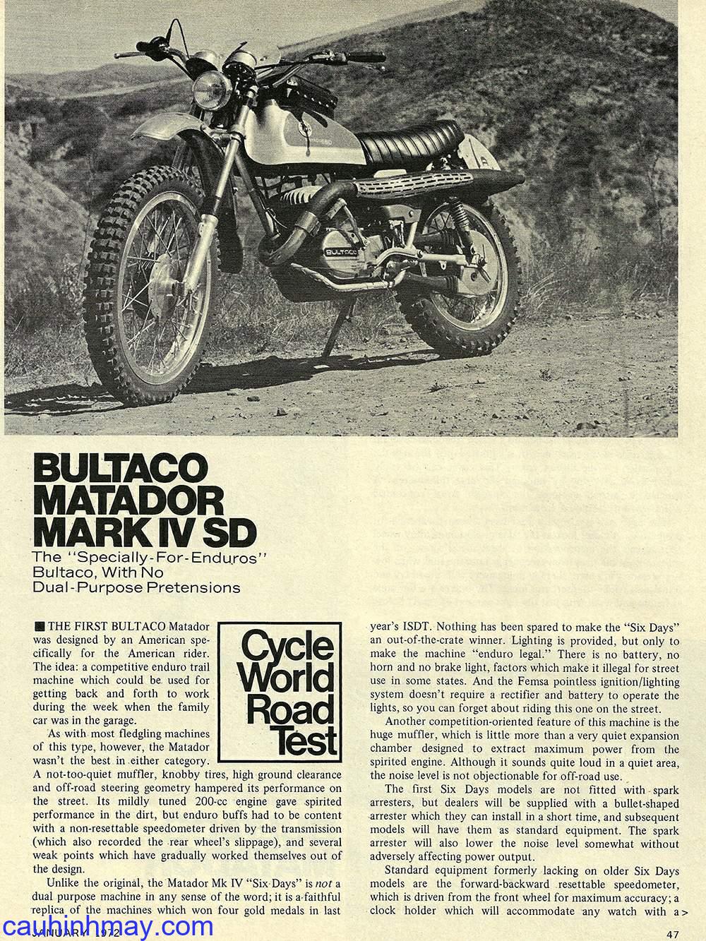 1972 BULTACO MATADOR 250 MK4 - cauhinhmay.com