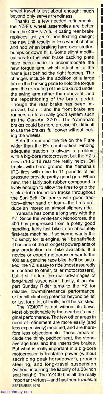 1980 YAMAHA YZ 400F - cauhinhmay.com