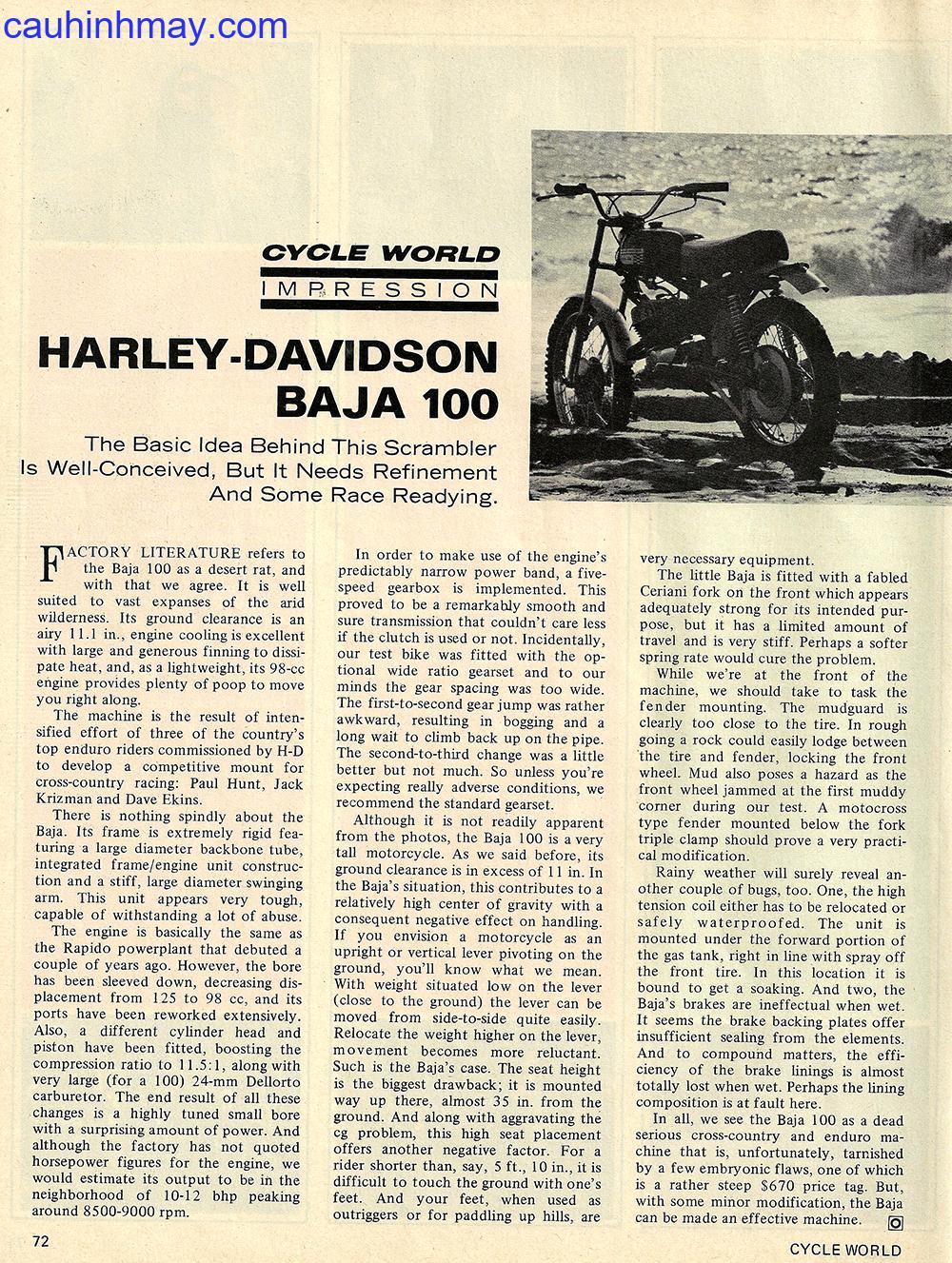 1970 HARLEY DAVIDSON BAJA 100 - cauhinhmay.com